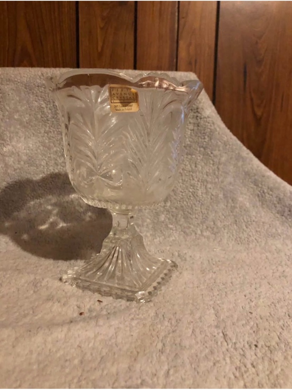 Avenue Clear Etched Crystal Candle Holder/Vase